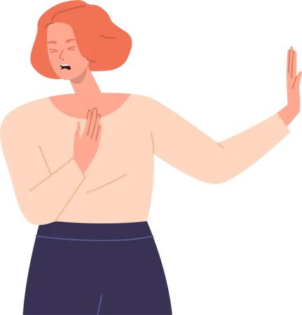 Irritated woman showing repulsive hand gesture  Illustration