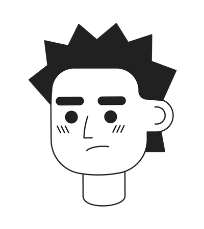 Irritated young man with prickly hair  イラスト