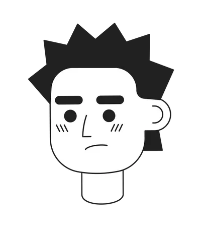 Irritated young man with prickly hair  Illustration