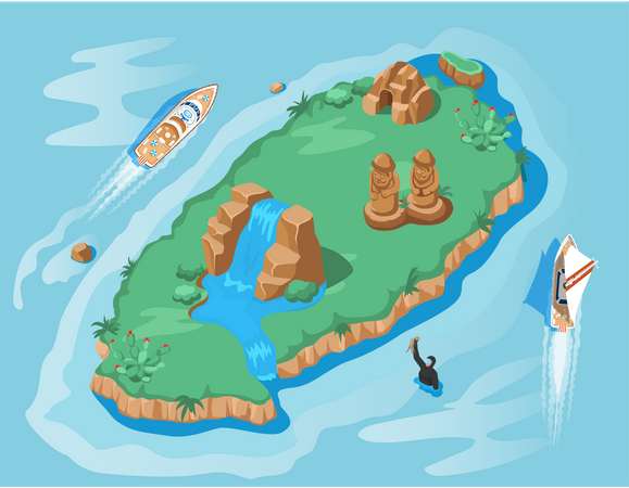 Isla tropical  Ilustración