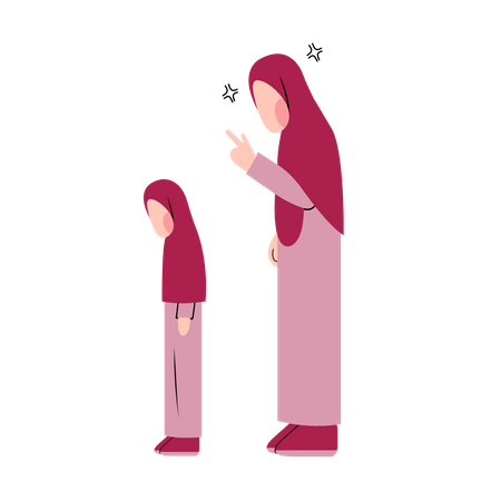 Islam maman gronde sa fille  Illustration