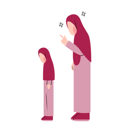 Islam maman gronde sa fille  Illustration