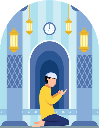 Islamischer Mann in betender Pose  Illustration