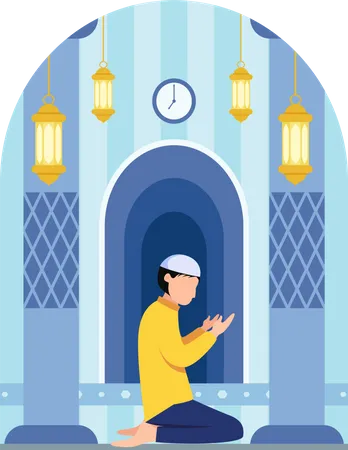 Islamischer Mann in betender Pose  Illustration