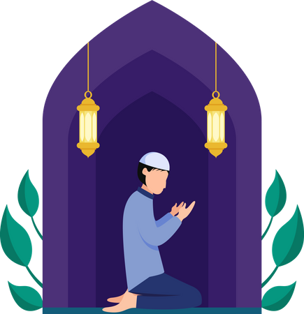 Islamischer Mann in islamischer Gebetspose  Illustration