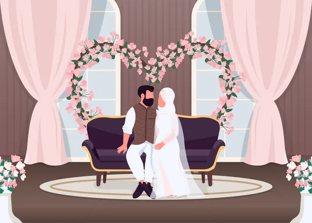 Islam newlyweds Illustration