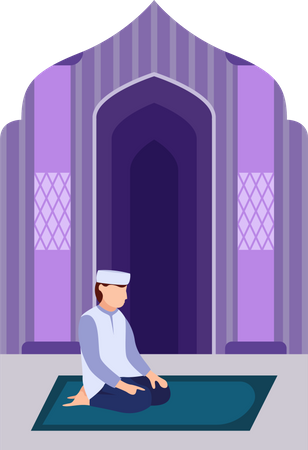 Islamic boy doing namaz pray Illustration