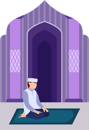 Islamic boy doing namaz pray  Illustration