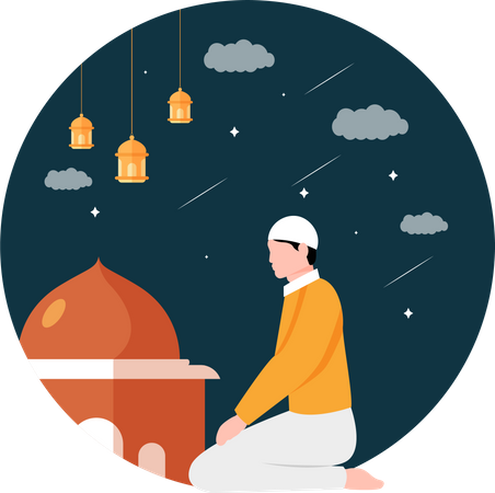 Islamic boy doing Islamic prayer  Illustration