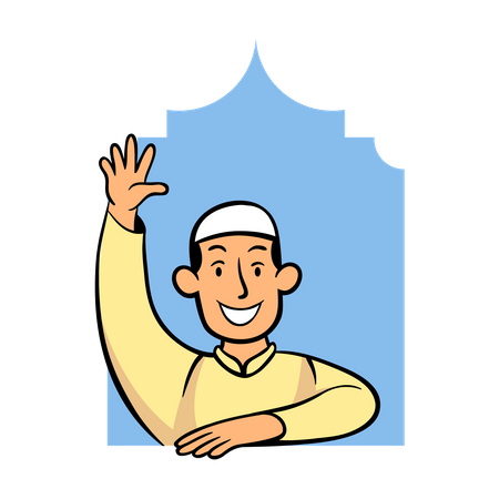 Islamic boy in window  Illustration