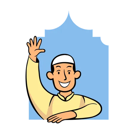 Islamic boy in window  Illustration