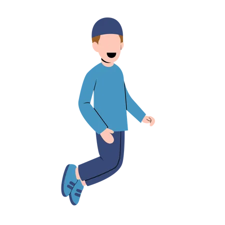 Islamic boy jumping  Illustration