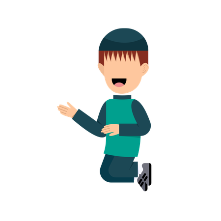 Islamic Boy jumping  Illustration