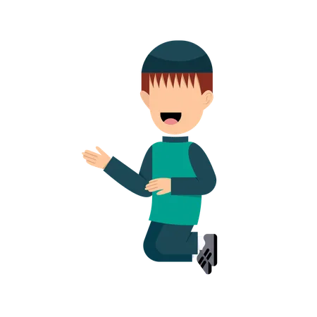 Islamic Boy jumping  Illustration