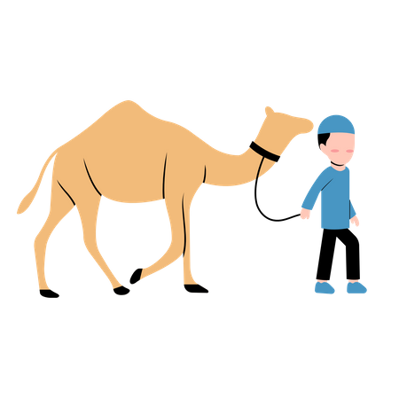 Islamic boy with Camel  Illustration