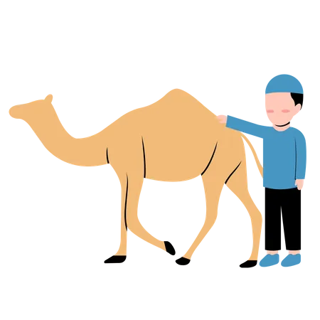 Islamic boy with Camel  Illustration