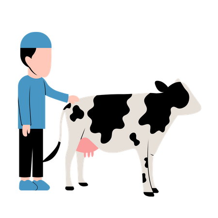 Islamic boy with Cow  Illustration