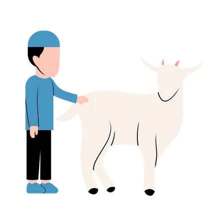 Islamic boy with Goat  Illustration