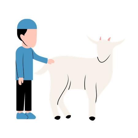 Islamic boy with Goat  Illustration