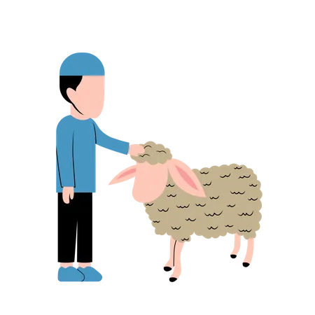 Islamic boy with Sheep  Illustration