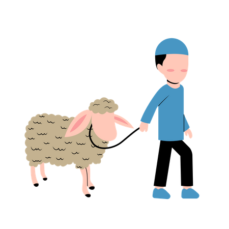 Islamic boy with Sheep  Illustration