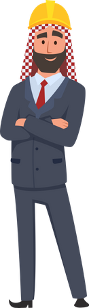 Islamic builder standing with folded hands Illustration