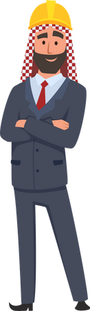 Islamic builder standing with folded hands  Illustration