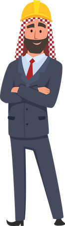 Islamic builder standing with folded hands  Illustration