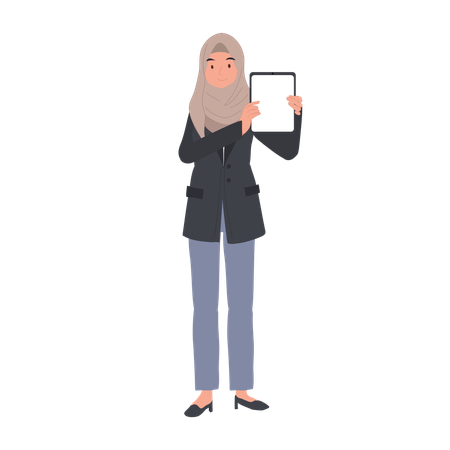 Islamic Businesswoman with Tablet Business Presentation  Illustration