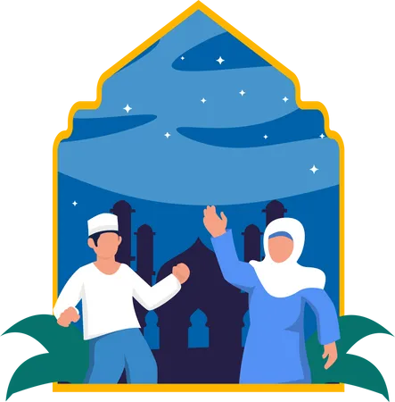Islamic couple Illustration