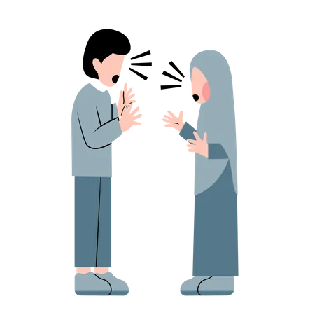 Islamic Couple arguing  Illustration