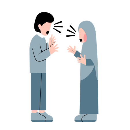 Islamic Couple arguing  Illustration