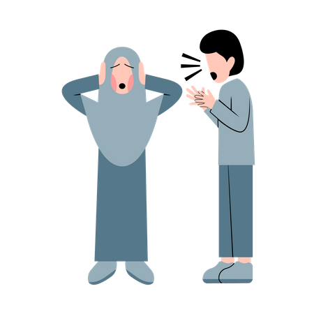 Islamic Couple Fighting  Illustration