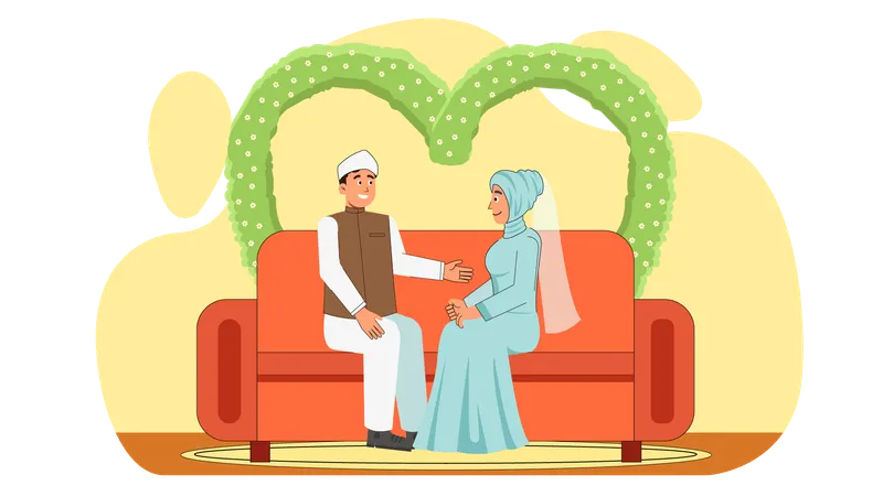 Islamic couple getting married  Illustration