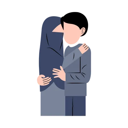 Islamic couple standing together for photoshoot  Illustration