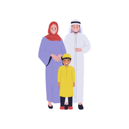 Islamic family standing together  Illustration