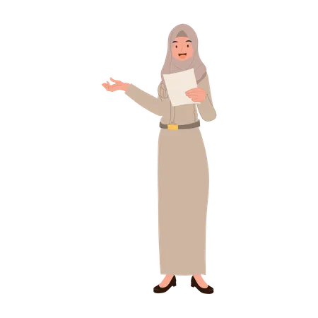 Islamic female teacher explaining lessons  Illustration