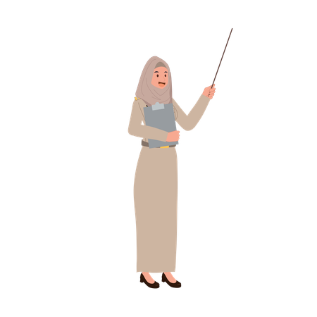 Islamic female teacher teaching  Illustration