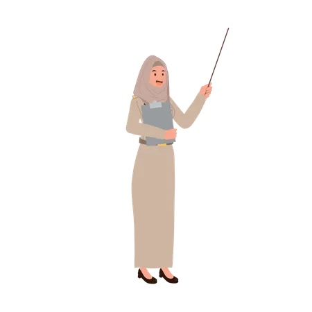 Islamic female teacher teaching  Illustration
