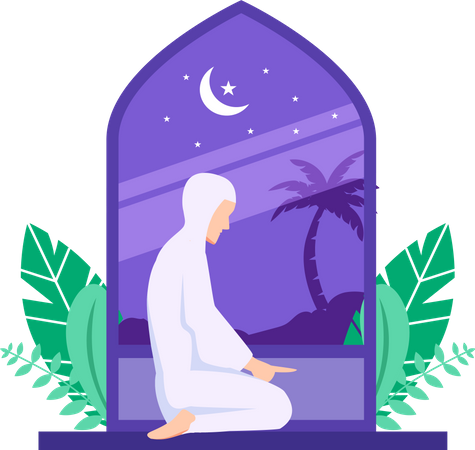 Islamic girl doing Islamic praying Illustration
