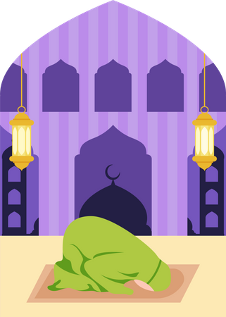 Islamic girl doing namaz  Illustration