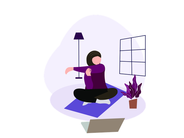 Islamic girl doing online workout  Illustration