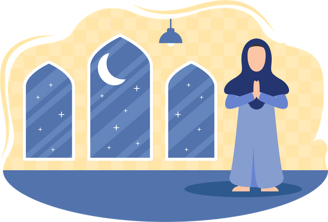 Islamic girl doing pray Illustration