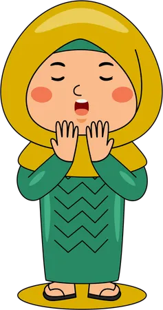 Islamic girl doing prayer  Illustration