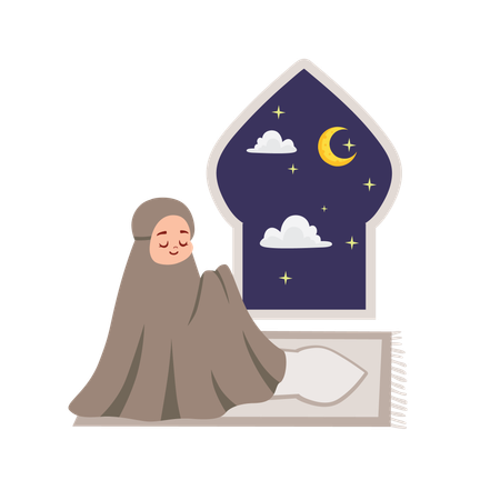 Islamic girl doing prayer  Illustration