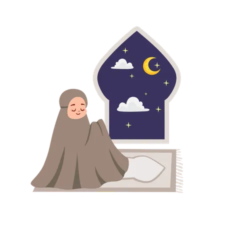 Islamic girl doing prayer  Illustration