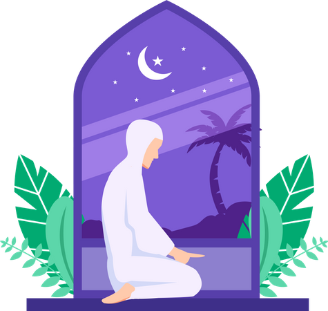 Islamic girl doing Islamic praying  Illustration