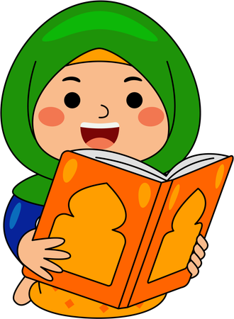 Islamic girl holding holy book  Illustration