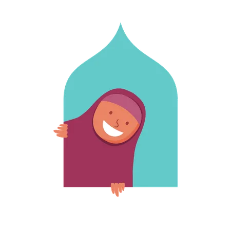 Islamic girl in window  Illustration