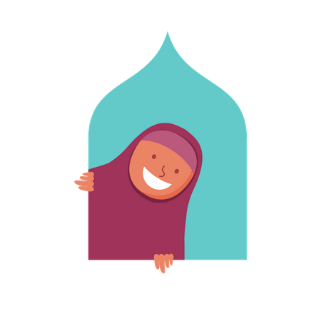 Islamic girl in window  Illustration